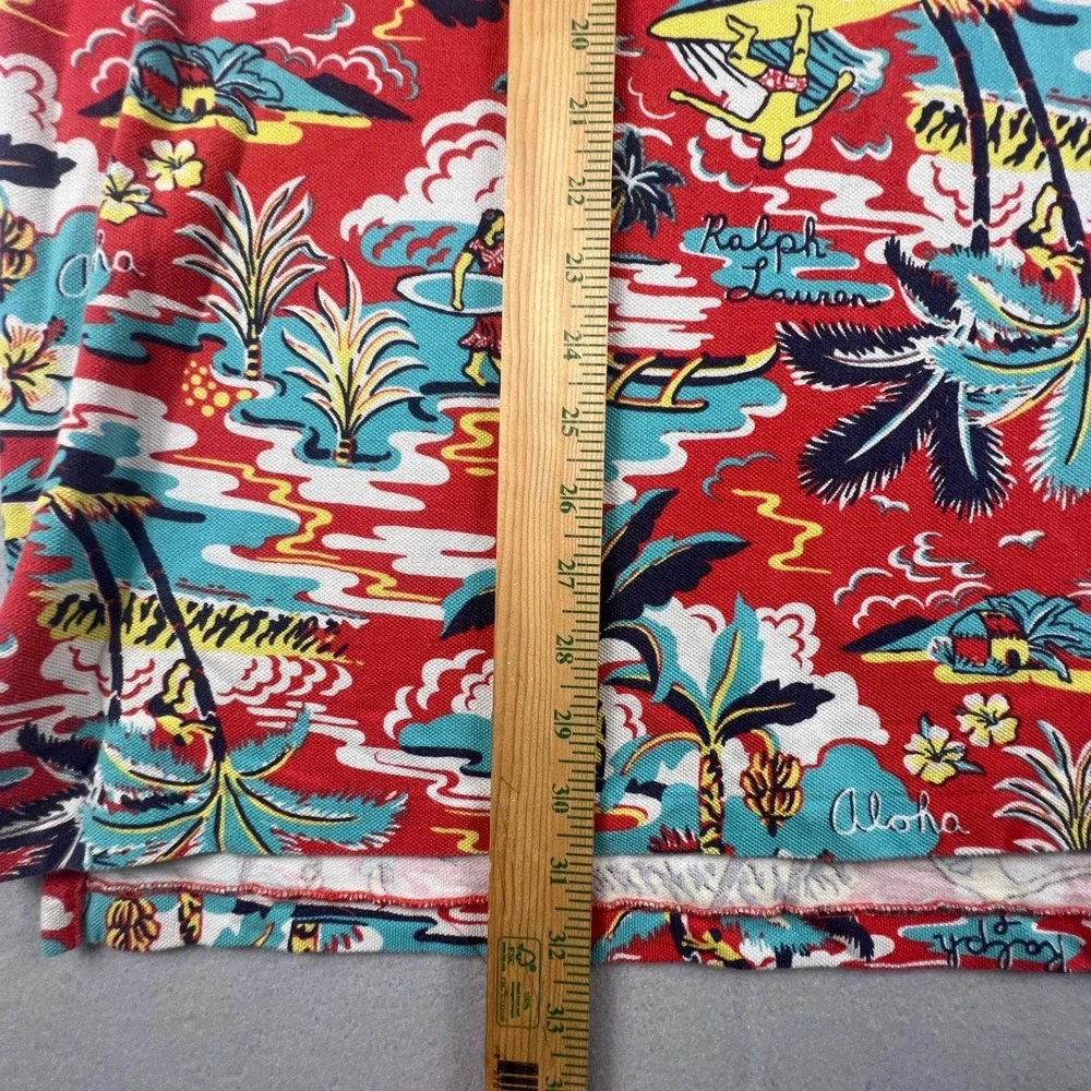 Polo Ralph Lauren Polo Shirt Mens XXL Red Aloha Tropical Hawaiian‎ Classic Fit